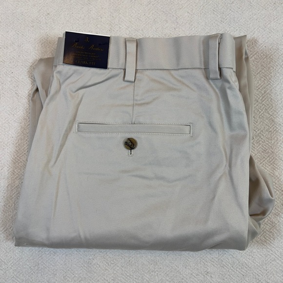 Brooks Brothers Mens Advantage Chino Clark Fit Stretch Pants W40xL32 Beige - Picture 1 of 8